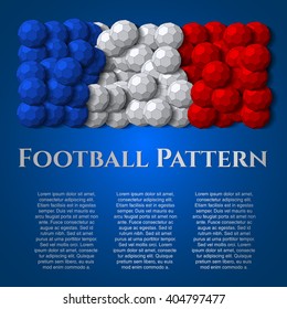 Ball on background. Football (soccer) vector in the colors of the France flag, cover. Eps10