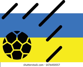 Ball on the background of the Ukrainian flag