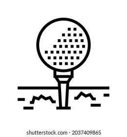 ball on golf tee stand line icon vector. ball on golf tee stand sign. isolated contour symbol black illustration