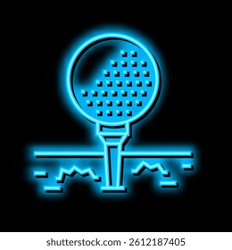 ball on golf tee stand neon light sign vector. ball on golf tee stand illustration