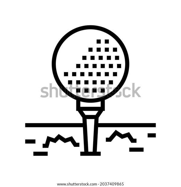 ball on golf\
tee stand line icon vector. ball on golf tee stand sign. isolated\
contour symbol black\
illustration