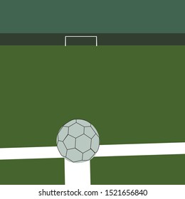 Ball on the grass, illustration, vector on white background.