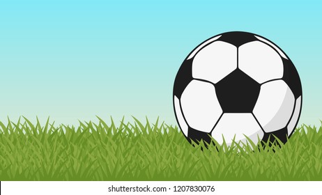 Ball on grass vector. free space for text. wallpaper. label.