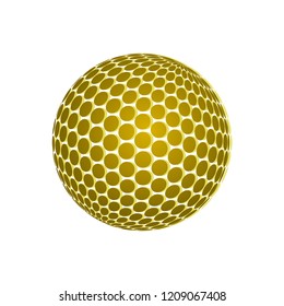 Ball on isolated background. Party light element. Bright ball design. Neon colorful Christmas ball. Element for decoration. Vector illustration for design, mock-up.