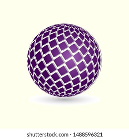 Ball on isolated background. Party light element. Bright ball design. Neon colorful Christmas ball. Element for decoration. Vector illustration for design, mock-up.