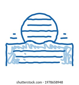 Ball On Sand sketch icon vector. Hand drawn blue doodle line art Ball On Sand sign. isolated symbol illustration