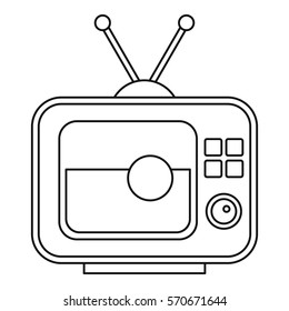Ball on the screen of retro TV icon. Outline illustration of soccer ball on the screen of retro TV vector icon for web