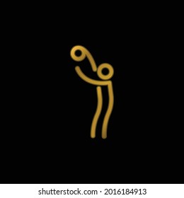 Ball On Stick Man Arms gold plated metalic icon or logo vector