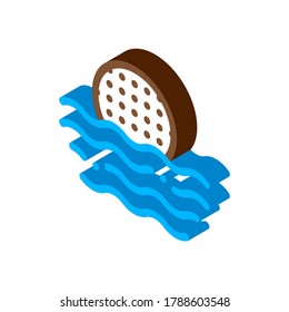 Ball En El Vector De Icono Del Agua. Signo de bola isométrica en el agua. ilustración de símbolo aislado de color