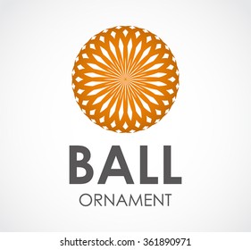 Ball ornament of lines round abstract vector and logo design or template decorative circle business icon of company identity symbol concept