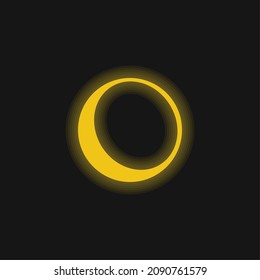 Ball-Umriss mit Schatten auf dem Edge gelb leuchtendes Neonsymbol