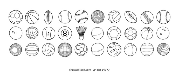 Ilustración de conjunto de Vector de contorno de bola