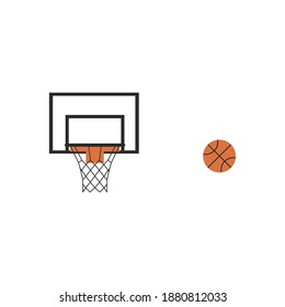 ball passes through the hoop in the basket flat style stock vector illustration