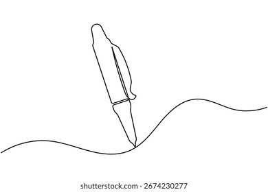 Bolígrafo continuo de una línea de dibujo minimalista oficina de escritura de contorno de Ilustración vectorial