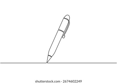 Kugelschreiber durchgehende einzeilige Zeichnung minimalistisches Büro schriftlich Kontur Vektorgrafik