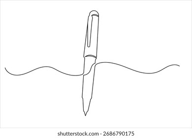 Esfera caneta contínua uma linha arte desenho papelaria escritório caneta vetor ilustração