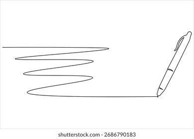 Bolígrafo continuo de una línea de arte de dibujo de papelería Ilustración vectorial de bolígrafo de oficina