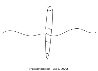 Esfera caneta contínua uma linha arte desenho papelaria escritório caneta vetor ilustração