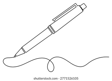 Ball pen continuous one line drawing minimalist outline  white background