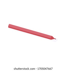 Ilustración vectorial de icono isométrico de bolígrafo. Suministros de oficina o equipo educativo rojo bolígrafo o lápiz aislado en fondo blanco. Herramienta de diseño de fondo para escribir o dibujar.