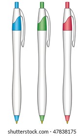 Ball pens on a white background