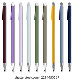Ball pens set vector isolated
