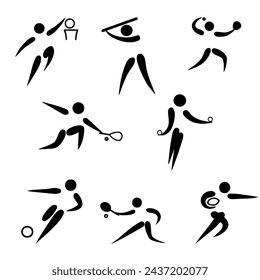 The ball people do different sports. Logo for sports competitions and the Olympics. Vector icons EPS 10