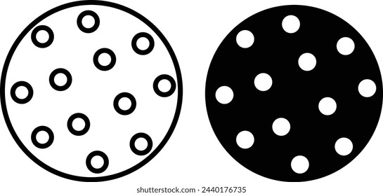 Ball Pickleball Black set. High quality vector pickleball hit Logo Premium editable vector of pickleball seamless pattern best for your digital design and graphic mockup, on transparent background.