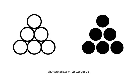 Ball pile flat Icons in line outline and flat solid style on white background