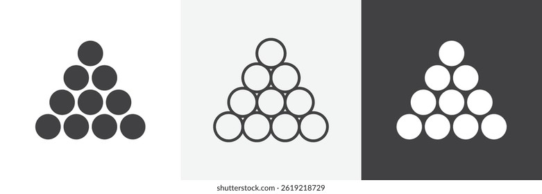 Ball pile flat and liner vector icons set