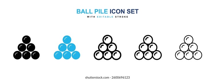 Ball pile icons graphics set in black and blue colors