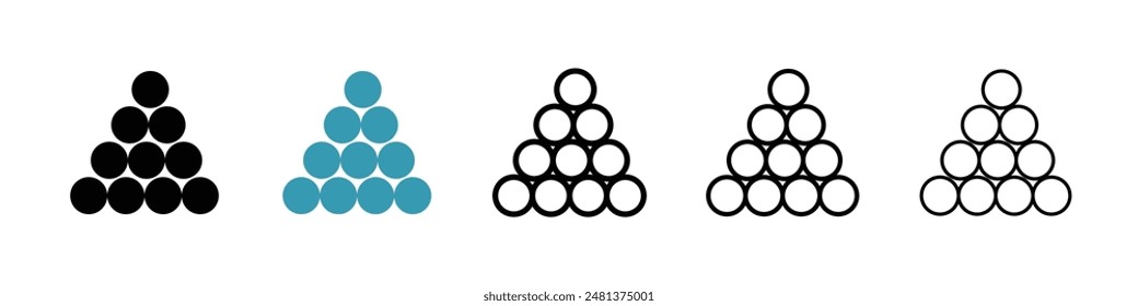 Conjunto de Vectores de iconos de línea de pila de bola.