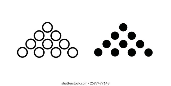 Ball pile vector icon set black filled and outlined style.