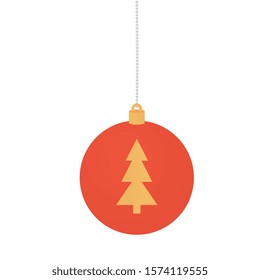 ball with pine tree of christmas hanging vector illustration design