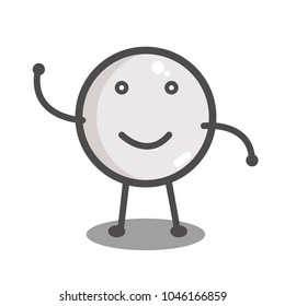 Ball for ping-pong and golf in flat-line design.  Modern style vector illustration. Isolated on white background. One gray white ball for ping-pong and golf.