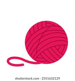 Ball of pink wool thread. Ball of thread for knitting. Vector simple color flat illustration.