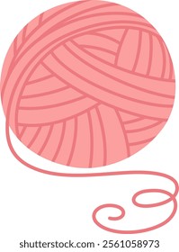 Ball of pink yarn with a loose end, inviting creativity and playfulness, perfect for knitting, crochet, and various craft projects, enhancing handmade creations and hobbies