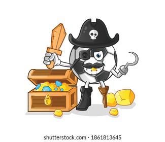 ball pirate with treasure mascot. cartoon vector