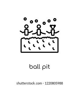 Ball pit icon. Trendy modern flat linear vector Ball pit icon on white background from thin line Activity and Hobbies collection, editable outline stroke vector illustration
