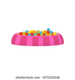 Ball pit, pool with colorful balls, kids playground element vector Illustration on a white background