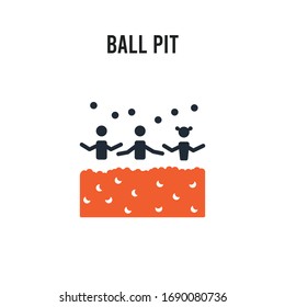 Ball pit vector icon on white background. Red and black colored Ball pit icon. Simple element illustration sign symbol EPS