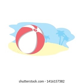ball plastic toy in the beach