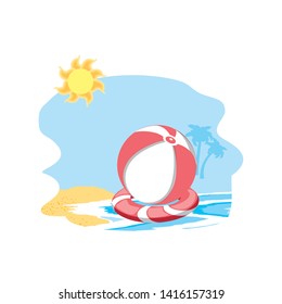 ball plastic toy in the beach with float