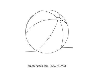 Ball to play on the beach. Summer one-line drawing