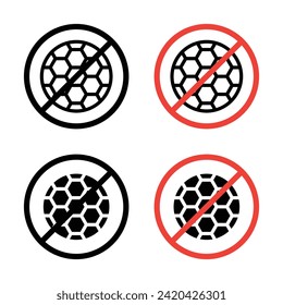 Ball Play Prohibition Vector Icon Set. No Sports Activity Vector Symbol for UI Design.