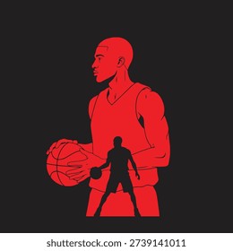 ball player standing holding the ball and dribbling the ball
