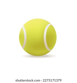 Balón para jugar tenis ilustración 3D. Dibujo de dibujos animados de objetos o equipos deportivos para jugadores de estilo 3D sobre fondo blanco. Deportes, estilo de vida saludable, concepto de recreación