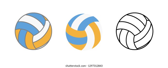 Ball for playing volleyball icon. Realistic, flat and line illustration of ball for playing volleyball vector icon for web isolated on white background.