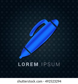 Ball Point Blue metallic chromium precious Icon / Logo Design