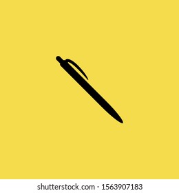Ball Point Pen Icon isolated on Yellow Background. Office Concept. - Vector 